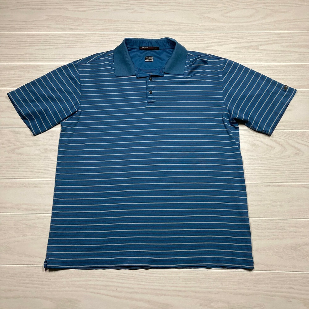 2 Nike Men's Tiger Woods Collection FitDry Polo Shirts Striped Size Large - Picture 2 of 9